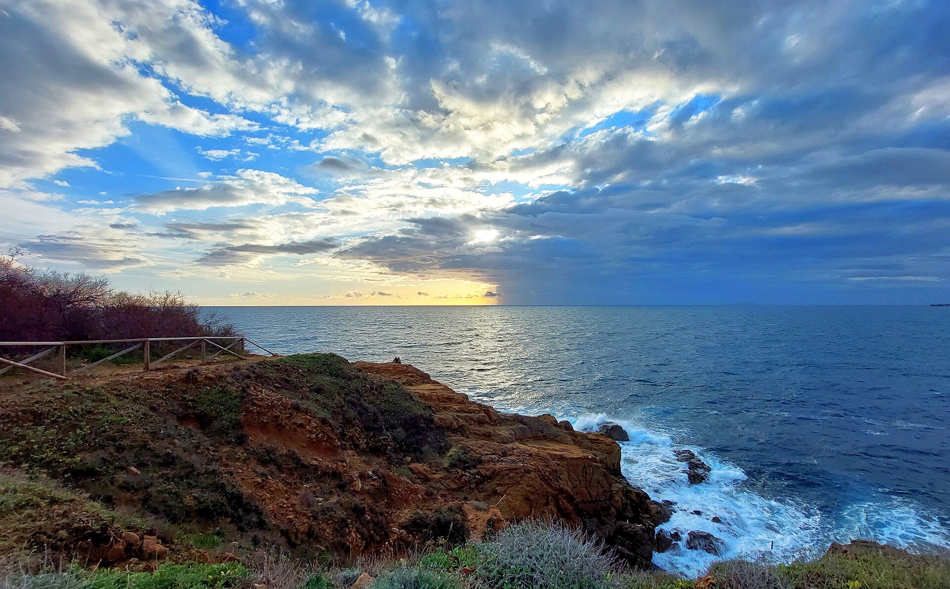 Rocky Tuscan coastline at Calafuria, Livorno